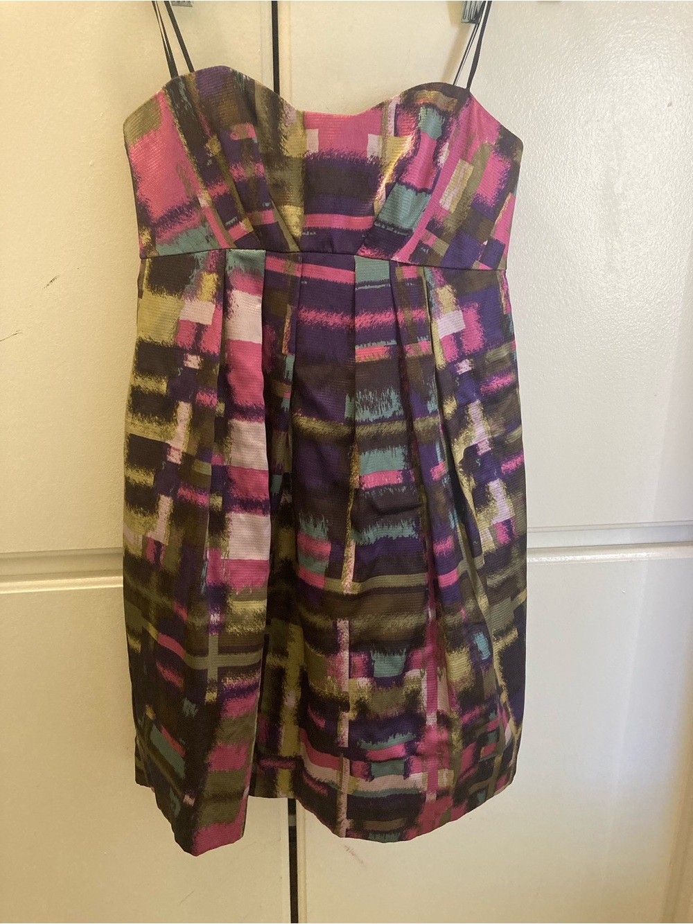 Strapless Multicolor Mini Dress in Pink & Green